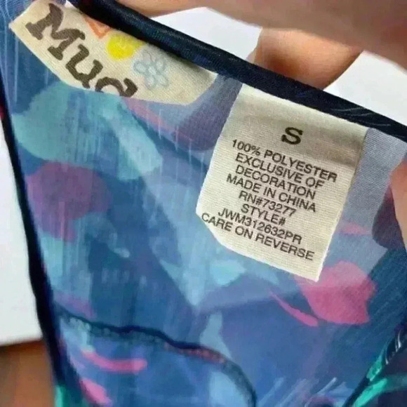 Mudd top size S blue burgundy sheer artsy career - Picture 9 of 9